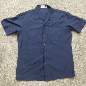 vintage D'Avila Menswear Camp Shirt Large Blue Short Sleeve Button‎ USA